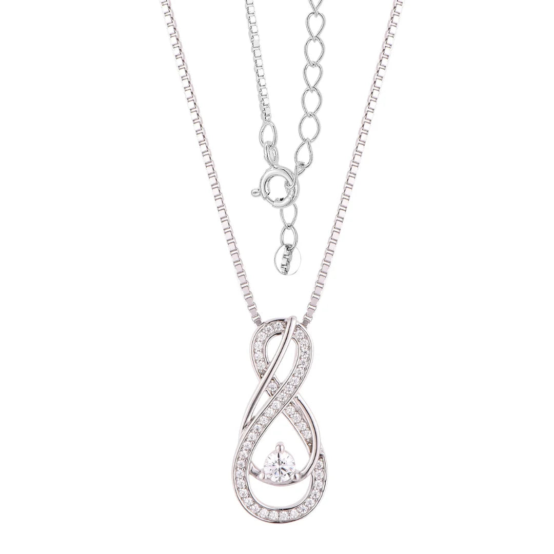 Clear Diamond Infinity Birthstone Necklace - April Gemstone