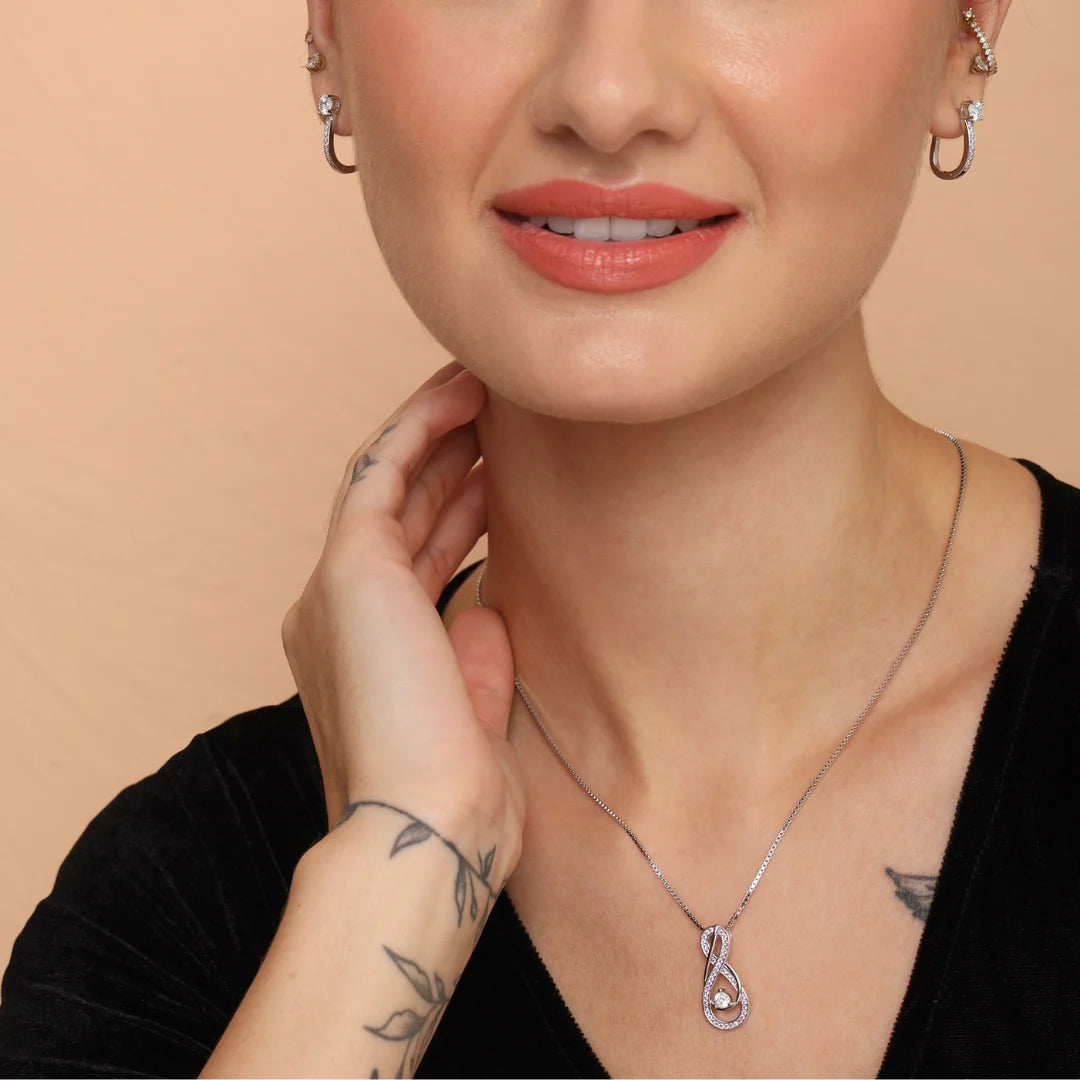 Alexandrite Lavender Infinity Birthstone Necklace Silver - June Gemstone