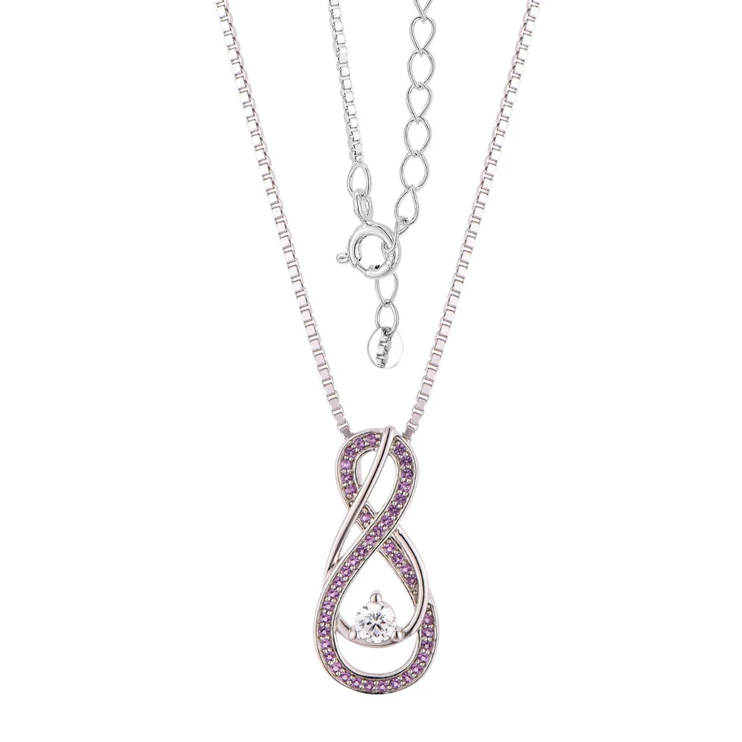 Alexandrite Lavender Infinity Birthstone Necklace Silver - June Gemstone