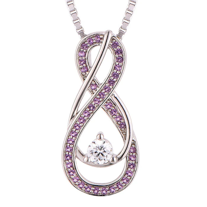 Alexandrite Lavender Infinity Birthstone Necklace Silver - June Gemstone