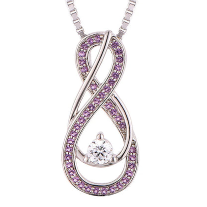 Alexandrite Lavender Infinity Birthstone Necklace Silver - June Gemstone