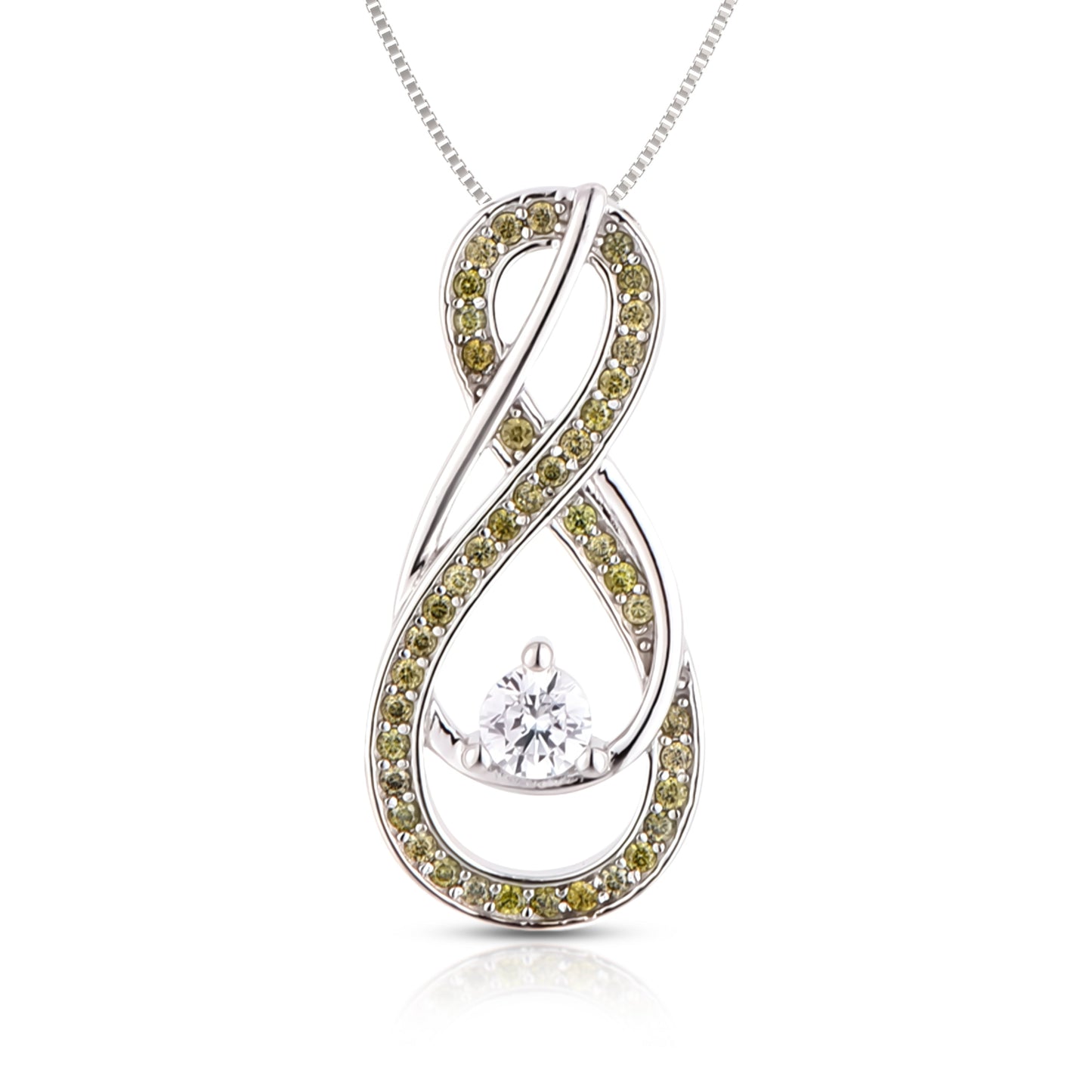 Peridot Green Infinity Birthstone Necklace - August Gemstone