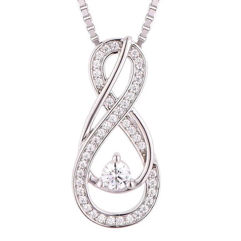 Clear Diamond Infinity Birthstone Necklace - April Gemstone