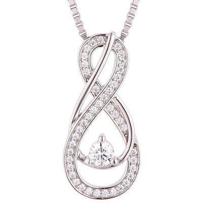 Clear Diamond Infinity Birthstone Necklace - April Gemstone