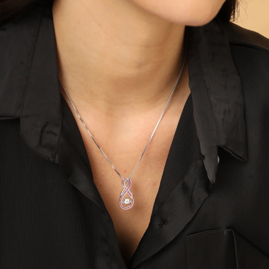 Alexandrite Lavender Infinity Birthstone Necklace Silver - June Gemstone