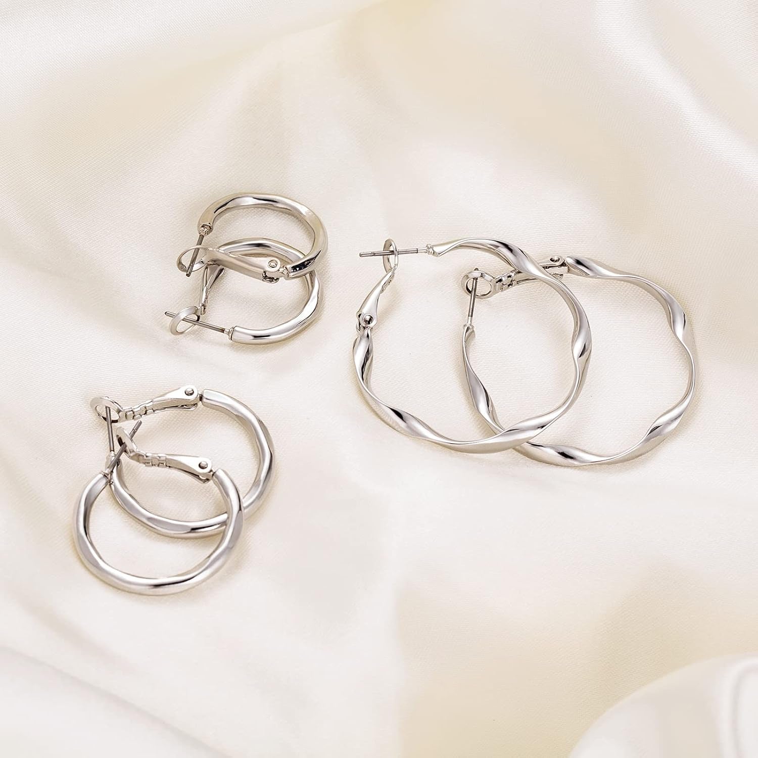Hoop Earring Set: Thick Gold Oval Teardrop Sensitive Ear Jewelry Pack for Womenfashion Chunky Trendy Simple