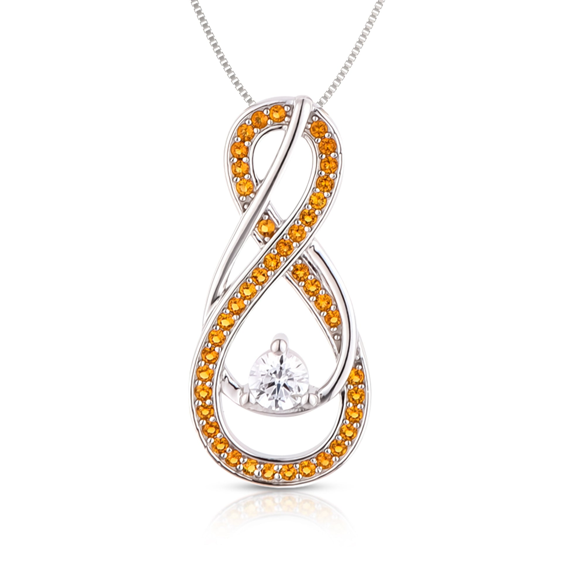 Yellow Topaz Infinity Birthstone Necklace - November Gemstone