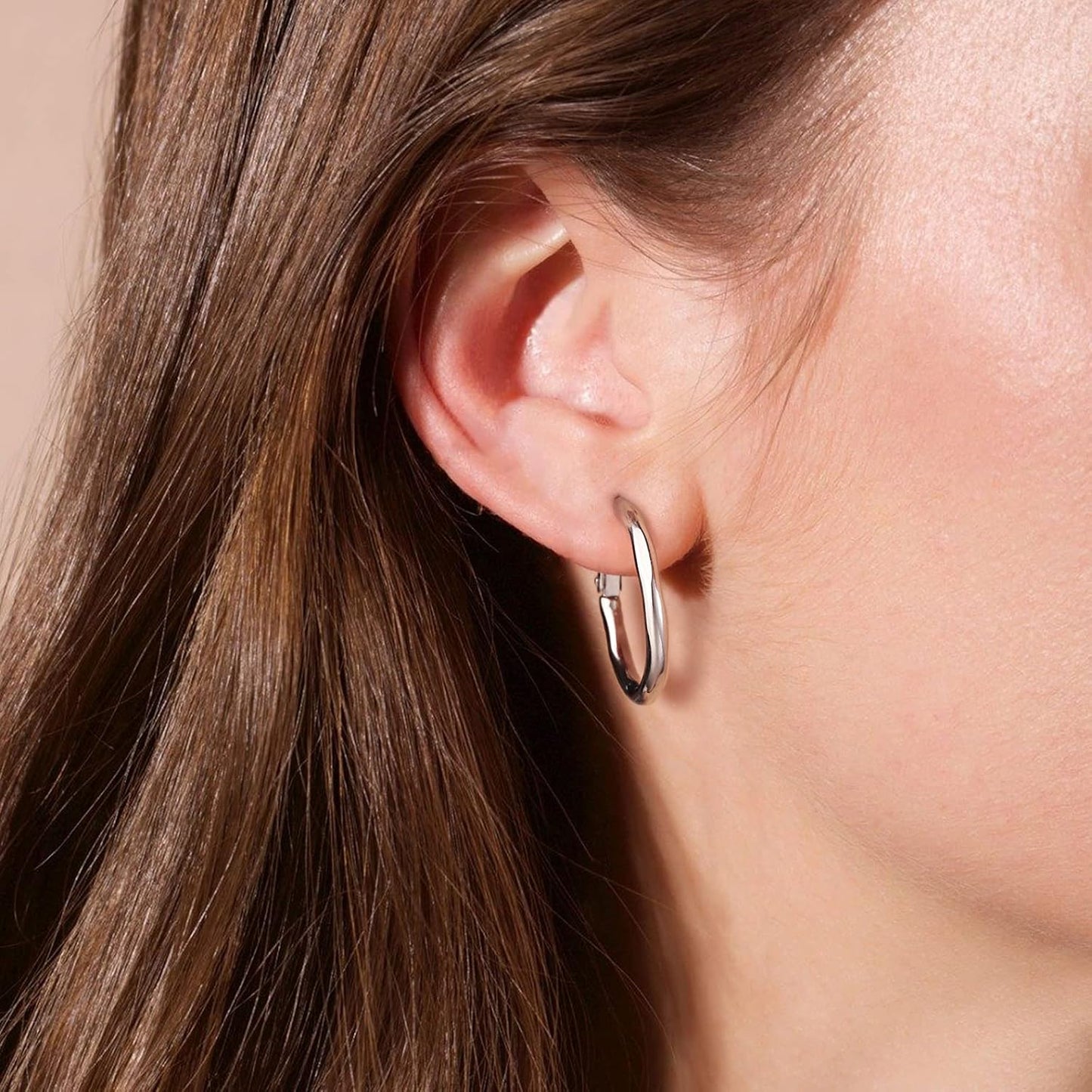 Hoop Earring Set: Thick Gold Oval Teardrop Sensitive Ear Jewelry Pack for Womenfashion Chunky Trendy Simple