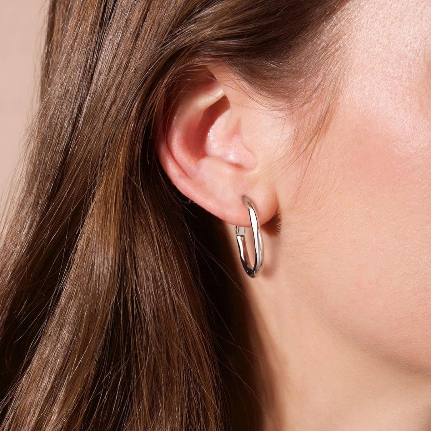 Hoop Earring Set: Thick Gold Oval Teardrop Sensitive Ear Jewelry Pack for Womenfashion Chunky Trendy Simple