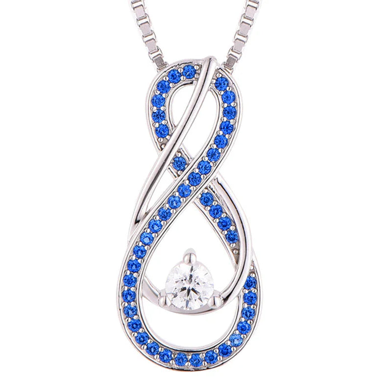 September Birthstone Necklace - Sapphire Blue Infinity Necklace