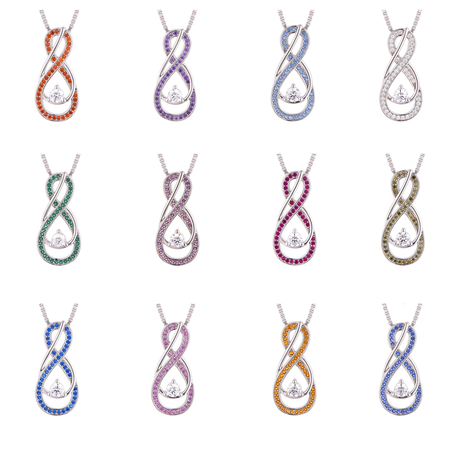 Peridot Green Infinity Birthstone Necklace - August Gemstone