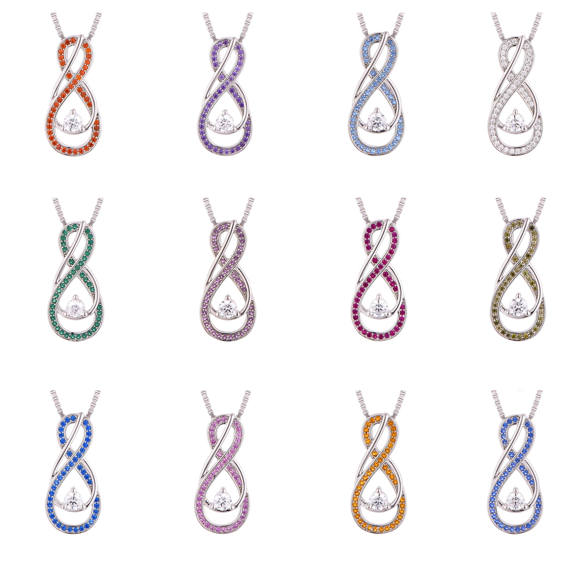 Peridot Green Infinity Birthstone Necklace - August Gemstone