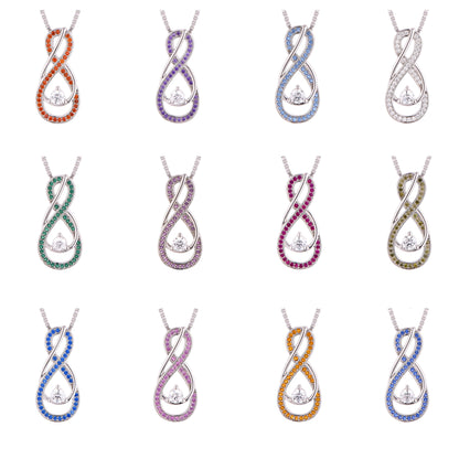 Peridot Green Infinity Birthstone Necklace - August Gemstone
