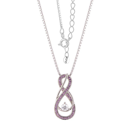 Alexandrite Lavender Infinity Birthstone Necklace Silver - June Gemstone