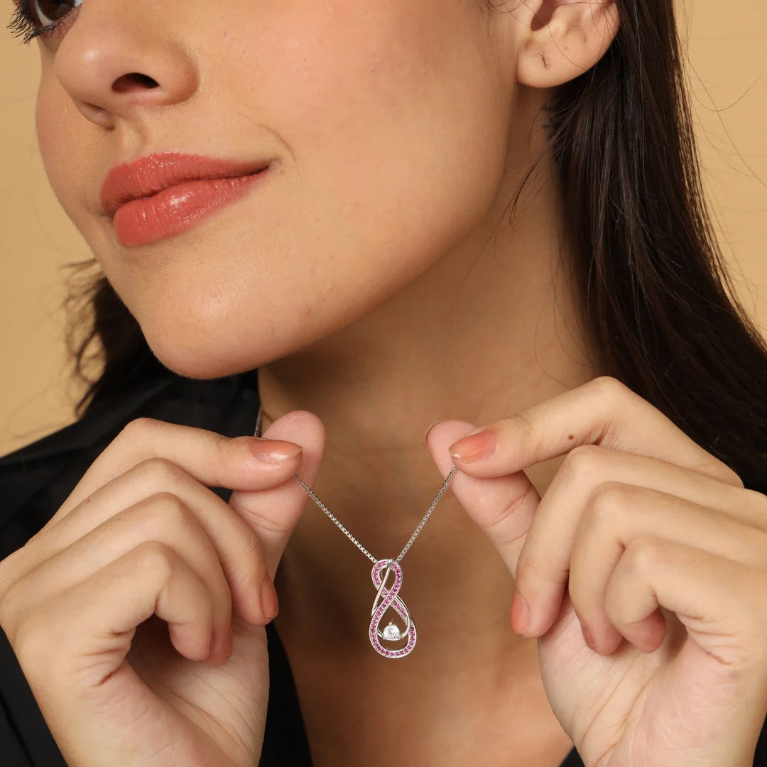 Alexandrite Lavender Infinity Birthstone Necklace Silver - June Gemstone