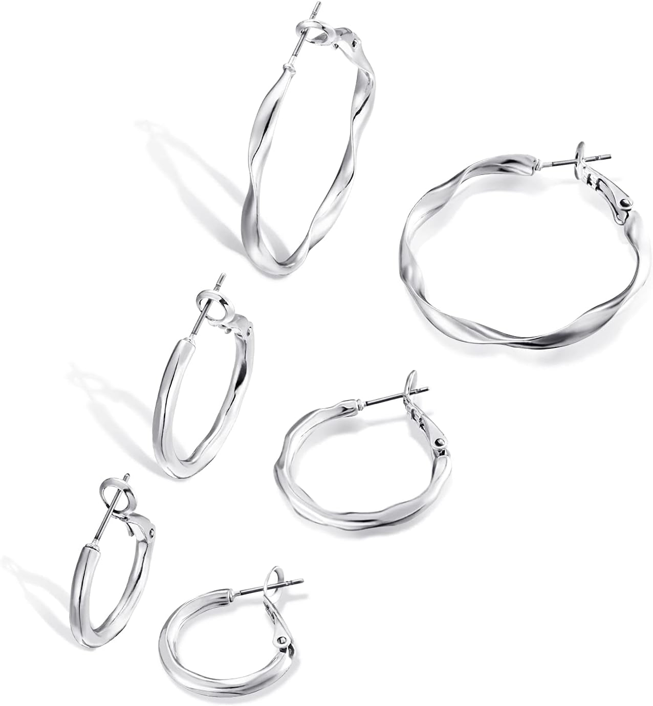 Hoop Earring Set: Thick Gold Oval Teardrop Sensitive Ear Jewelry Pack for Womenfashion Chunky Trendy Simple